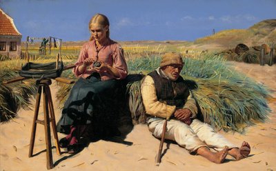 Figures in a Landscape. Blind Kristian and Tine Among the Dunes by Michael Peter Ancher